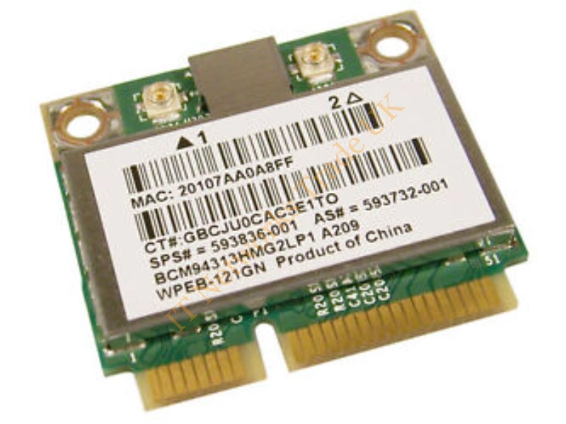 593732-001 HP Broadcom 4313AGN Mini PCI-Express 802.11a/b/g/n Wireless LAN (WLAN) Network Interface Card Wireless LAN Card