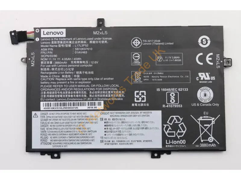 5B10W13895 - Lenovo Lenovo L480 L485 L580 Repl
