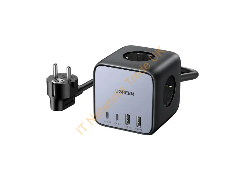 60113 - Ugreen Diginest Cube 7-in-1 3 AC outlet(s) Type C 1.8 m 4 3680 W Black