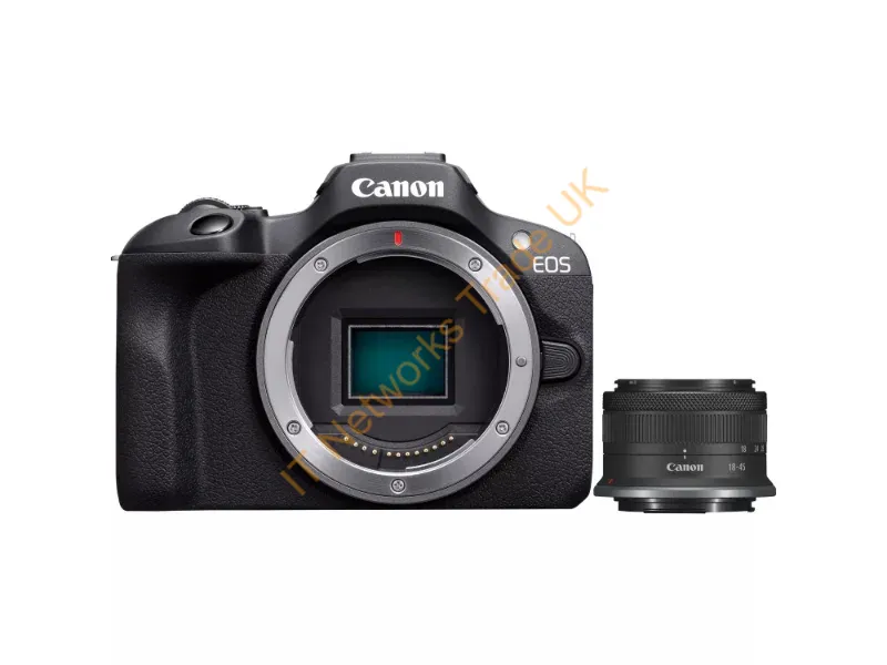 6052C013 - Canon EOS R100 + RF-S 18-45mm F4.5-6.3 IS STM Kit MILC 24.1 MP CMOS 6000 x 4000 pixels Black