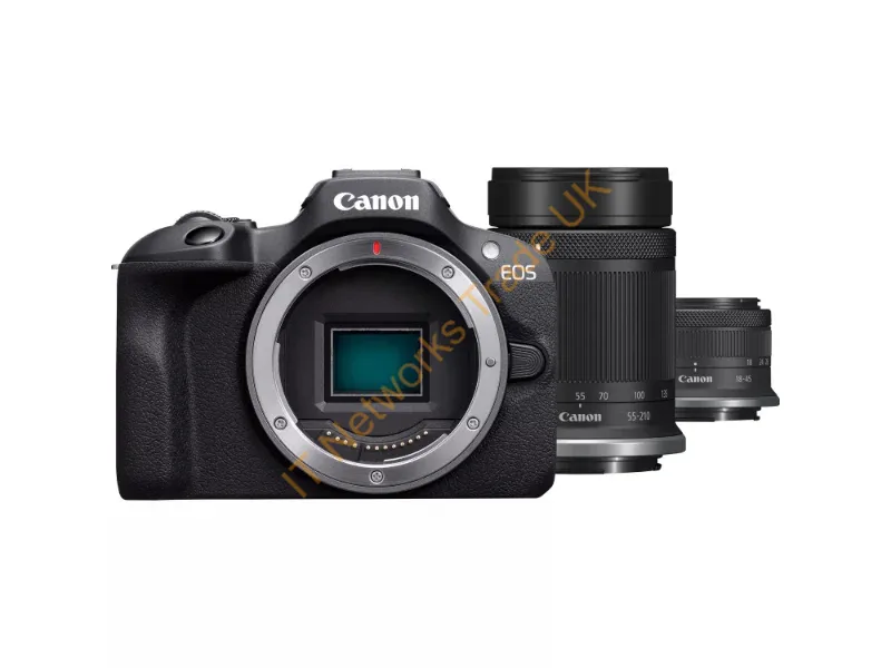 6052C023 - Canon EOS R100 + RF-S 18-45mm F4.5-6.3 IS STM + RF-S 55-200mm F5-7.1 IS STM Kit MILC 24.1 MP CMOS 6000 x 4000 pixels Black