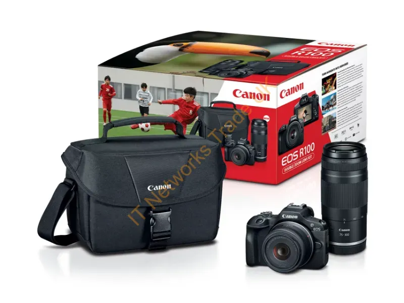 6052C111 - Canon Eos R100 Double Zoom Lens Kit Milc Body 24.1 Mp Cmos 6000 X 4000 Pixels Black