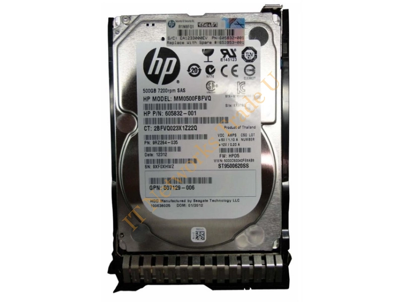 605832-001 - Hewlett Packard Enterprise 500GB 6G SAS 7.2K rpm SFF (2.5-inch) Dual Port Midline Hard Drive 500GB SAS internal hard drive