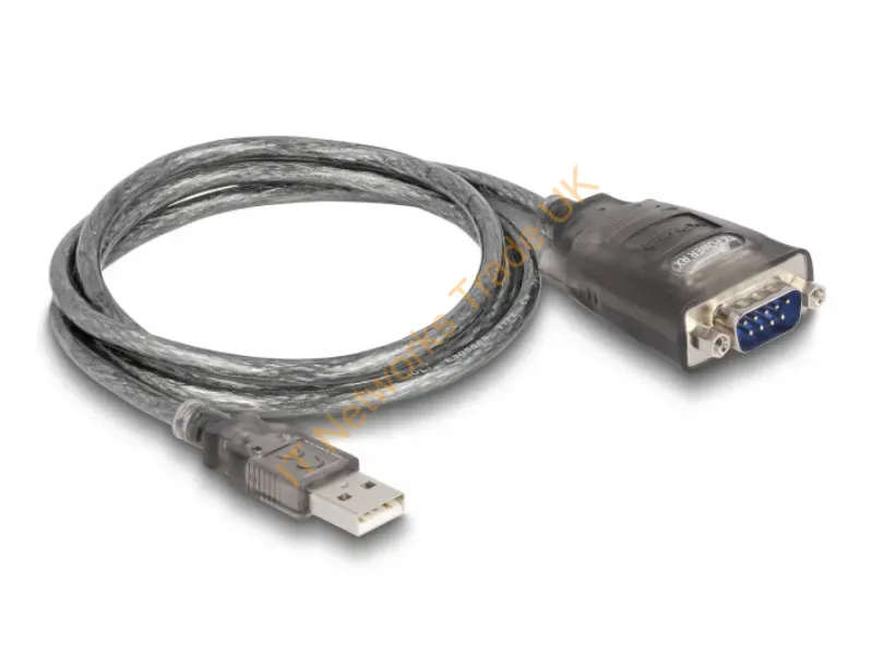 61400 - DeLOCK Adapter USB 2.0 Type-A to 1 x Serial RS-232 D-Sub 9 pin male with nuts with 3 x LED 1 m