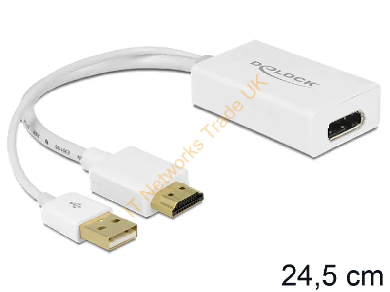 62496 - DeLOCK 62496 video cable adapter 0.245 m DisplayPort HDMI + USB White