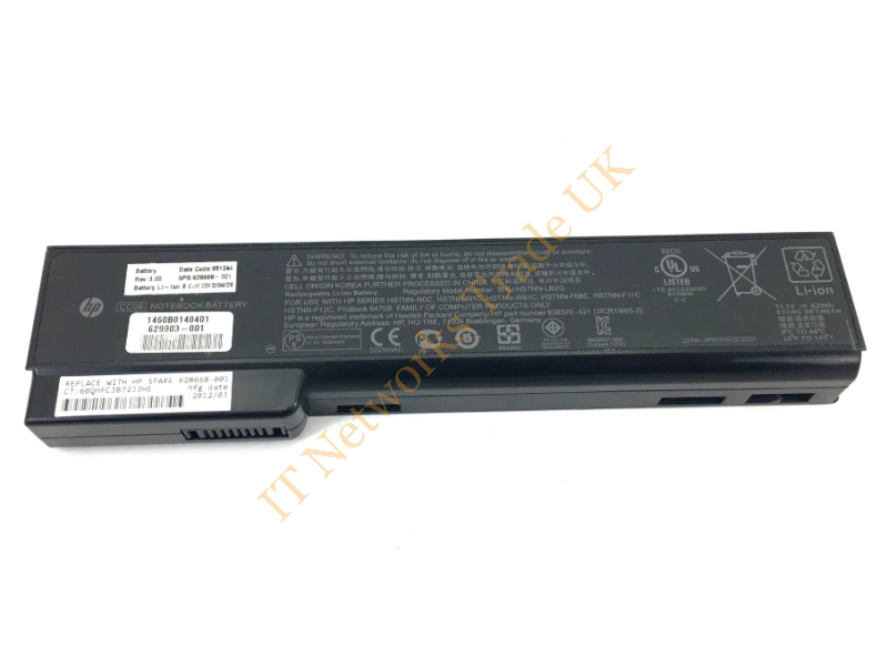 629901-001 HP 6-Cell 55Wh 10.8V Li-Ion Battery for EliteBook 8460p/8560p ProBook 6465b/6560b Laptop Battery