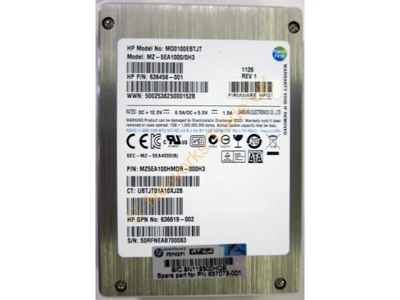 637073-001 - Hpe 637073-001 Internal Solid State Drive 100 Gb 2.5" Serial Ata