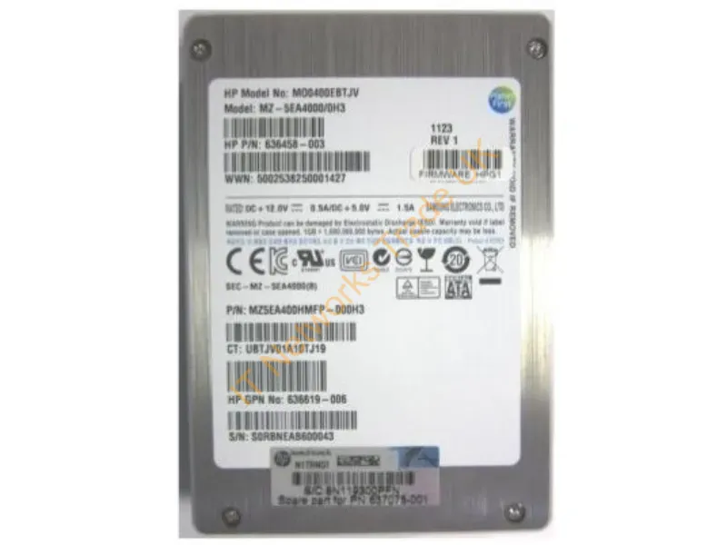 637075-001 - Hpe 637075-001 Internal Solid State Drive 400 Gb 2.5" Serial Ata