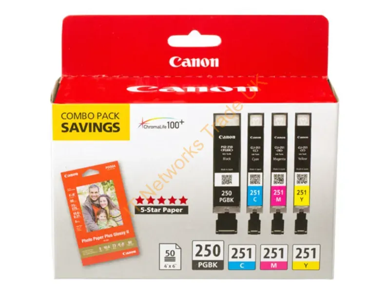 6497B004 - Canon Pgi-250/Cli-251 Ink Cartridge 4 Pc(S) Original Photo Cyan, Photo Magenta, Black, Photo Yellow