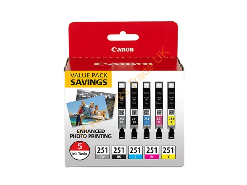 6513B011 - Canon Cli-251 Ink Cartridge Original Black, Cyan, Gray, Magenta, Yellow