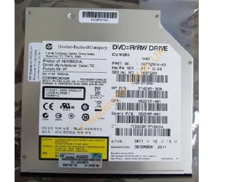 652295-001 HP 12.7MM Slim SATA 8X DVD-RW Optical Drive CD And DVD Burner