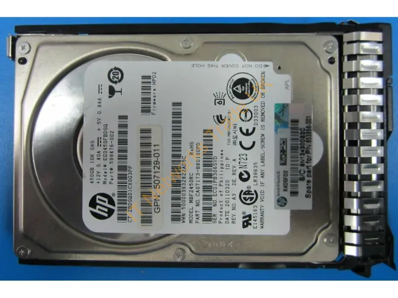 653956-001 - Hewlett Packard Enterprise 450GB hot-plug dual-port SAS HDD 450GB SAS internal hard drive