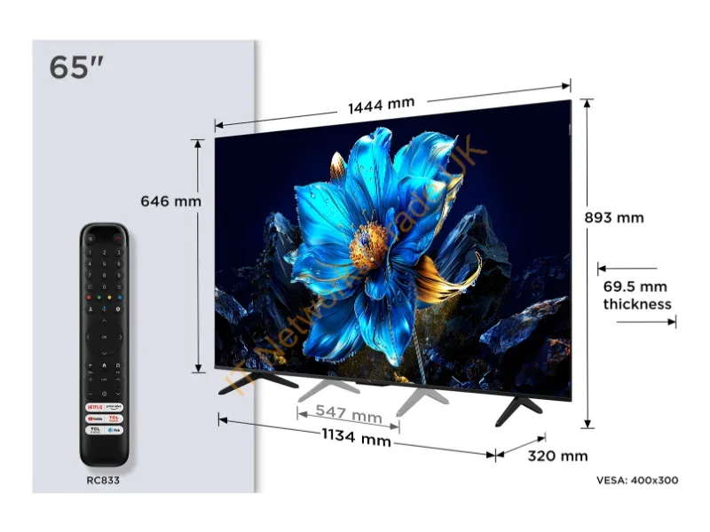 65P7K - TCL P7K 65P7K TV 165.1 cm (65") 4K Ultra HD Smart TV Wi-Fi Metallic 450 cd/m�