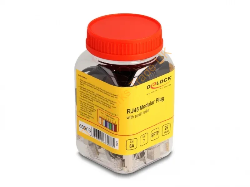 66903 - DeLOCK RJ45 Modular Plug with strain relief Cat.6A, Cat.7 and bend protection boots 25 pcs set