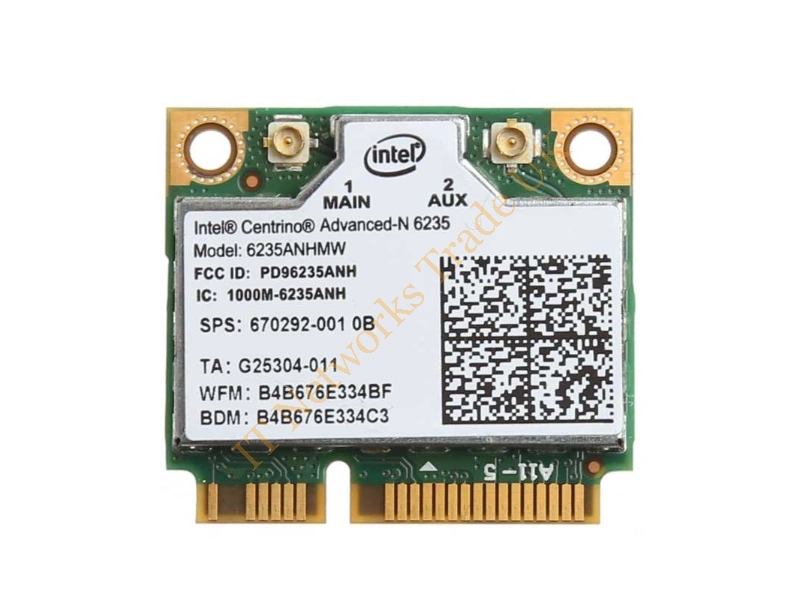 670292-001 HP Dual Band 2.4GHz / 5GHz 300Mbps IEEE 802.11a/g/n Fast Ethernet Mini PCI Express Wireless Network LAN Card