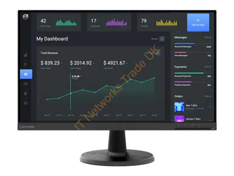 67A2KCC6US - Lenovo D24-40 Computer Monitor 23.8" 1920 X 1080 Pixels Full Hd Led Black