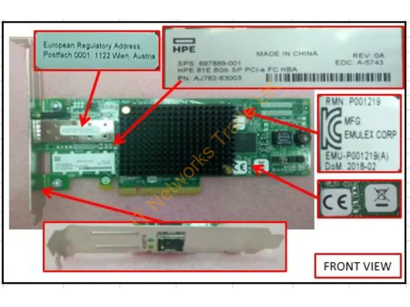 697889-001 HP StorageWorks 81E Single Port Fibre Channel 8Gb/s PCI-Express Host Bus Adapter Fiber Channel Controller