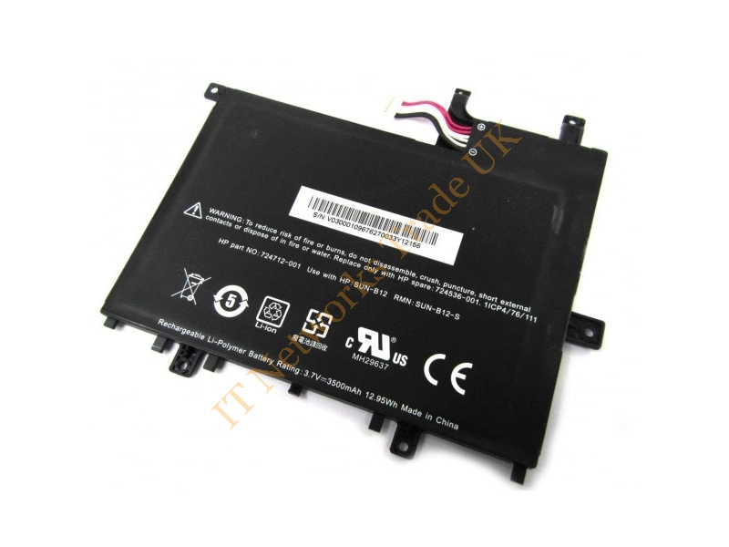 724536-001 HP 3500mAh 12.95Wh 3.7V Li-Ion Battery for Slate 7 Tablet Laptop Battery