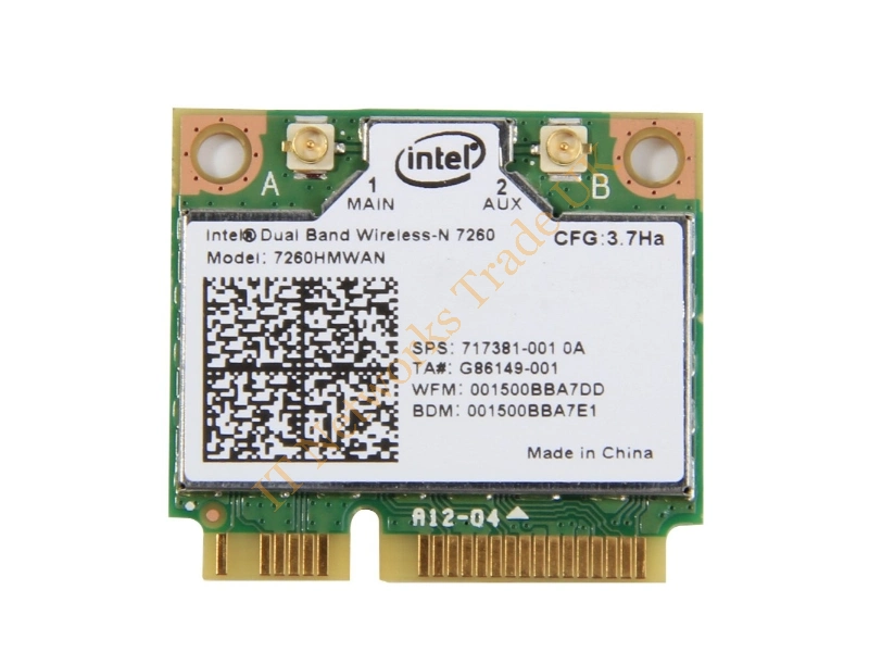 7260.HMWWB Intel 7260HMW IEEE 802.11ac Mini PCI-Express Bluetooth 4.0 Wi-Fi/Bluetooth Combo Adapter 867 Mbps Internal Wireless LAN Card