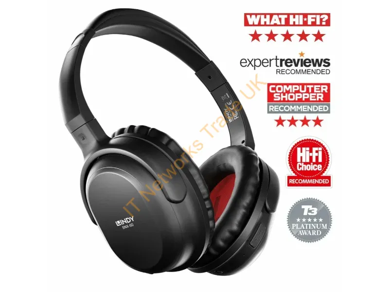73136 - Lindy BNX-60 Wireless Active Noise Cancelling Headphones with aptX, Matt Black