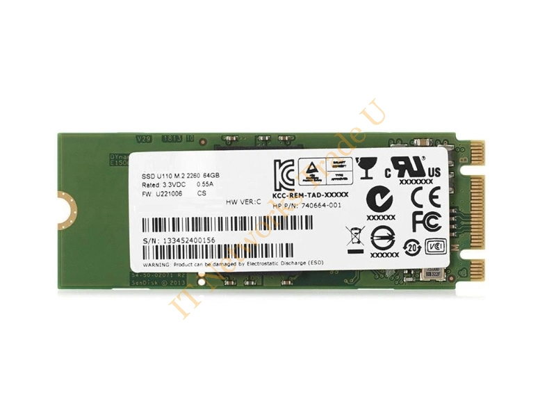 740664-001 HP 64GB Multi-Level Cell (MLC) SATA M.2 Solid State Drive for Thin Client SSD Storage