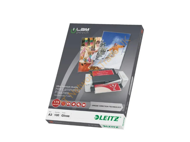 74900000 - Leitz iLAM Ultra-premium Glossy A3 Laminating Pouches with UDT, 175 microns, Pack of 100
