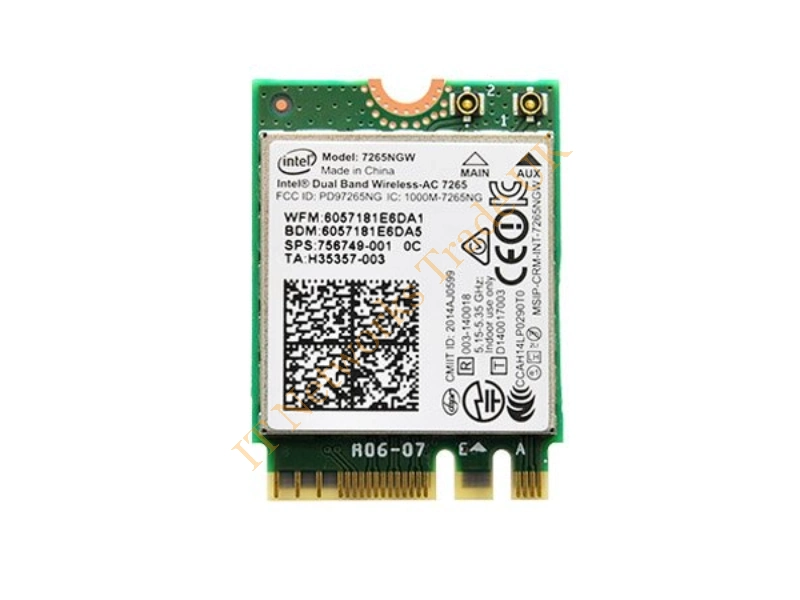 756749-001 HP / Intel Dual Band Wireless-N 7265 802.11 a/c 2x2 WiFi and Bluetooth 4.0 Combination WLAN Adapter Wireless LAN Card