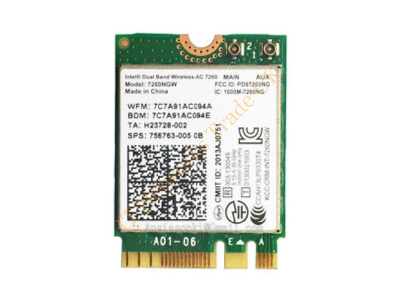 756763-005 Intel Dual Band Wireless-AC 7260 802.11AC 2x2 Wi-Fi and Bluetooth Card Wireless LAN Card