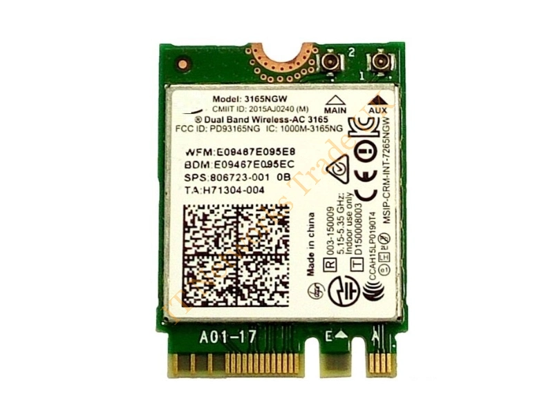 806723-001 HP Intel Wireless-AC 3165 802.11AC Dual Band Wi-Fi and Bluetooth 4.0 WLAN Module Wireless LAN Card