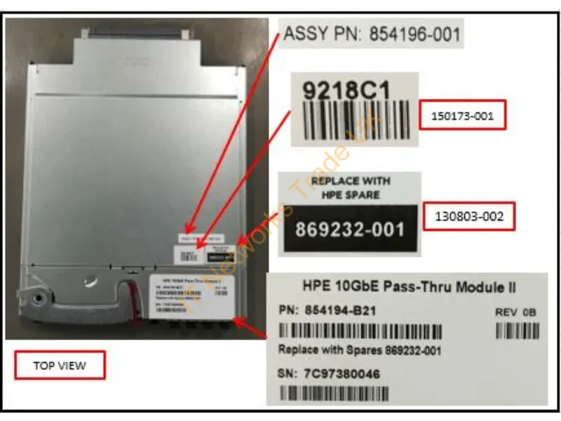 854194-B21 HP 10GbE Ethernet Pass-Thru Module II for C-Class BladeSystem Server Accessory