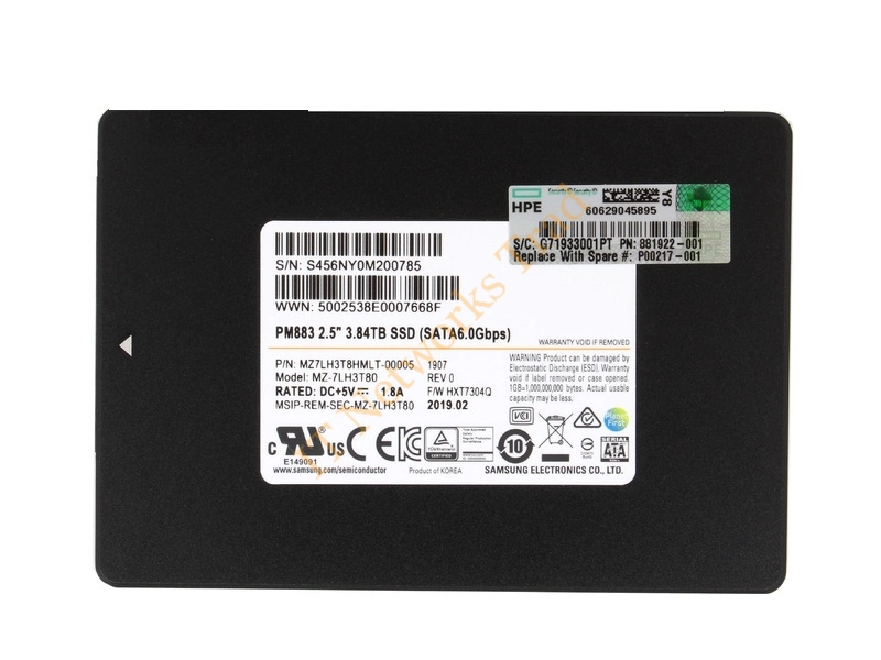 881922-001 HP 3.84TB SATA Read Intensive 2.5-inch Solid State Drive SSD Storage