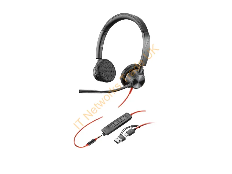 8X221AA - Hp Poly Blackwire 3325 Stereo Usb-C Headset +3.5Mm Plug +Usb-C/A Adapter