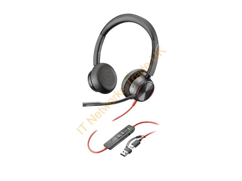 8X223AA - Hp Poly Blackwire 8225 Stereo Usb-C Headset +Usb-C/A Adapter