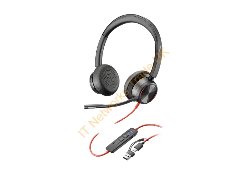 8X225AA - Hp Poly Blackwire 8225 Stereo Microsoft Teams Usb-C Headset +Usb-C/A Adapter