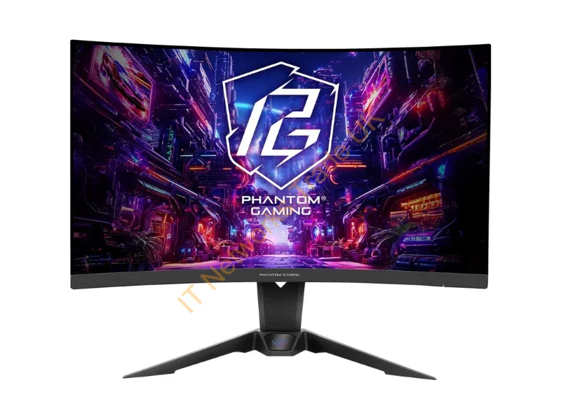 90LXA0E0-A0E1A0V - Asrock Phantom Gaming PG27QRT2A 27 Inch QHD (2560 x 1440) Curved (1500R) VA Gaming Monitor, 180Hz 1ms (MPRT) Response Time, 2 x HDMI 2.0, 1 x DisplayPort 1.4, with Speakers, Integrated Wi-Fi Antena (Compatible with Wi-Fi 4/5/6/6E/7)