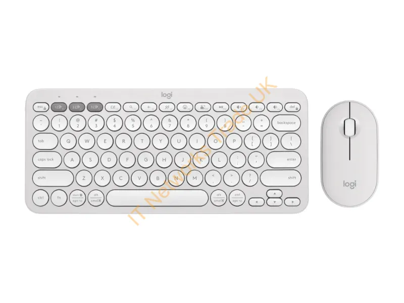 920-012198 - Logitech Pebble 2 Combo Keyboard Mouse Included Universal Rf Wireless + Bluetooth Qwerty English White