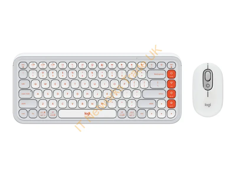 920-013104 - Logitech Pop Icon Combo Keyboard Mouse Included Universal Bluetooth Qwerty English Orange, White