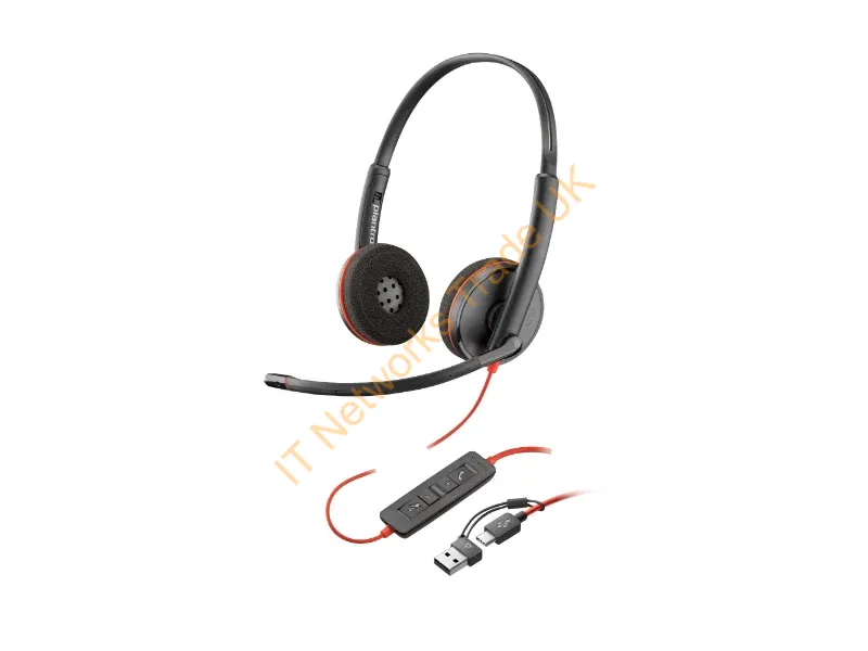 93S87AA - HP Poly Blackwire 3220 Stereo USB-C Headset +USB-C/A Adapter