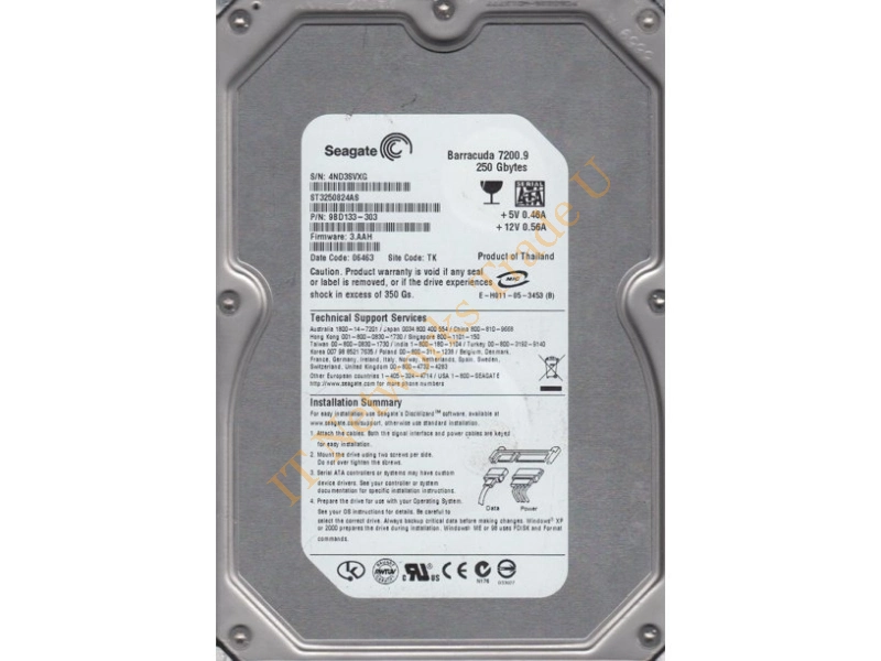 9BD133-003 Seagate 250GB 7200RPM SATA 3Gb/s 3.5-inch Desktop Hard Disk Drive Internal HDD