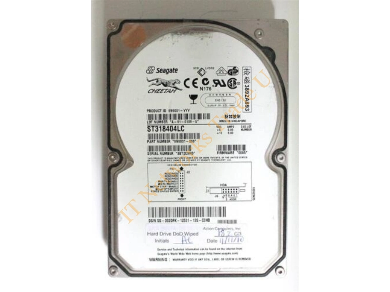 9N9001-030 Seagate 18GB 10000RPM Ultra 160 SCSI 3.5-inch Server Hard Drive Internal HDD