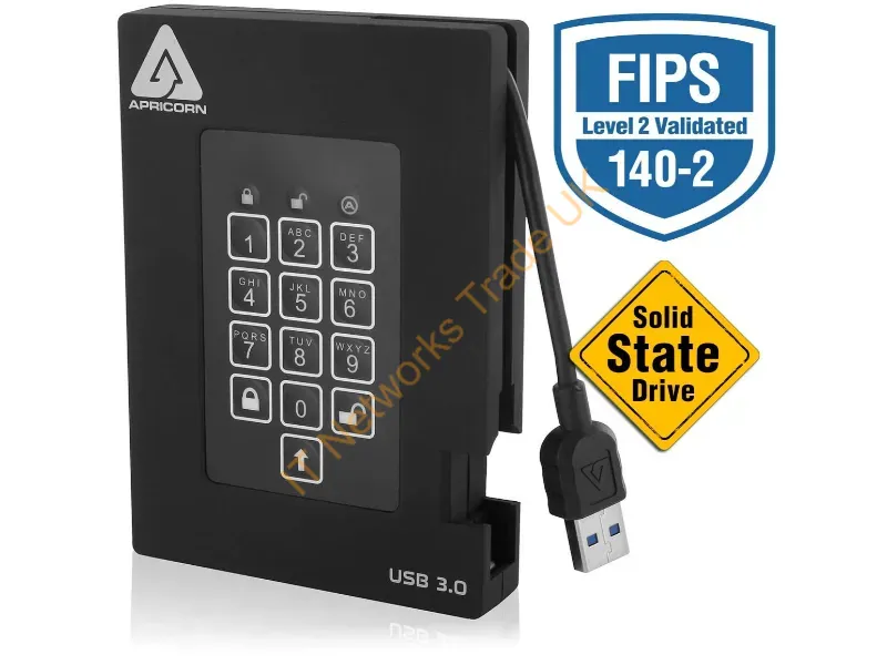 A25-3PL256-S1000F - Apricorn Aegis Padlock Fortress 1 Tb Usb 3.2 Gen 1 (3.1 Gen 1) Black