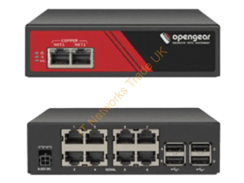ACM7008-2-L-GLB - Opengear 8 Serial Cisco Straight Pinout, Ext Power, 2 Gbe Ethernet, Lte Cellular, Dual Sim, 2 Dio & 2 Output, Global Power Supply