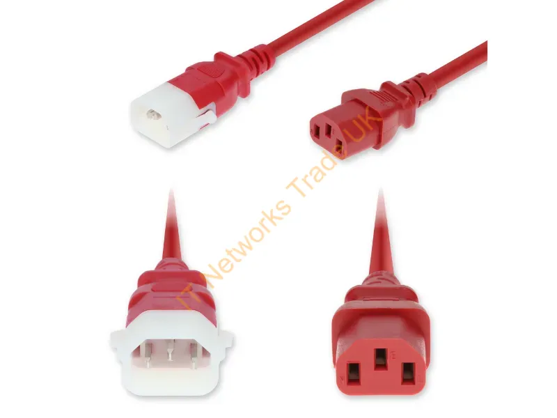 ADD-C142C13PC18G10FRD - Addon Networks Add-C142C13Pc18G10Frd Power Cable Red 118.1" (3 M) Iec C14 Iec C13
