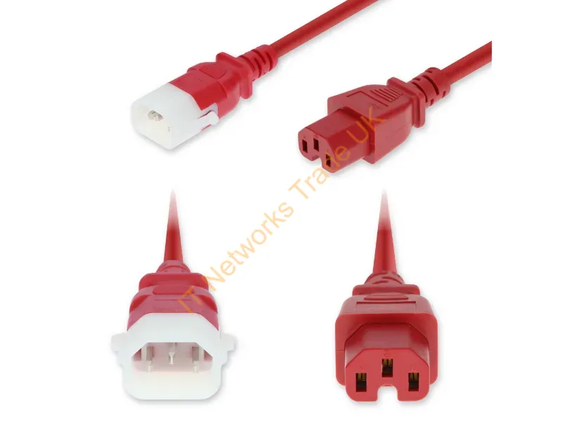 ADD-C142C15PH14G10FRD - Addon Networks Add-C142C15Ph14G10Frd Power Cable Red 118.1" (3 M) C14 Coupler C15 Coupler