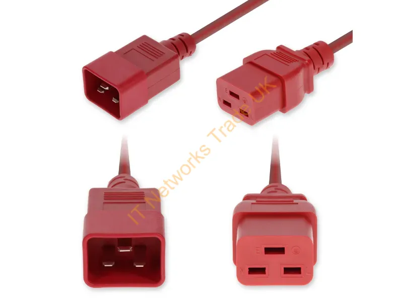 ADD-C202C19C12G4FRD - Addon Networks Add-C202C19C12G4Frd Power Cable Red 47.2" (1.2 M) Iec C20 Iec C19