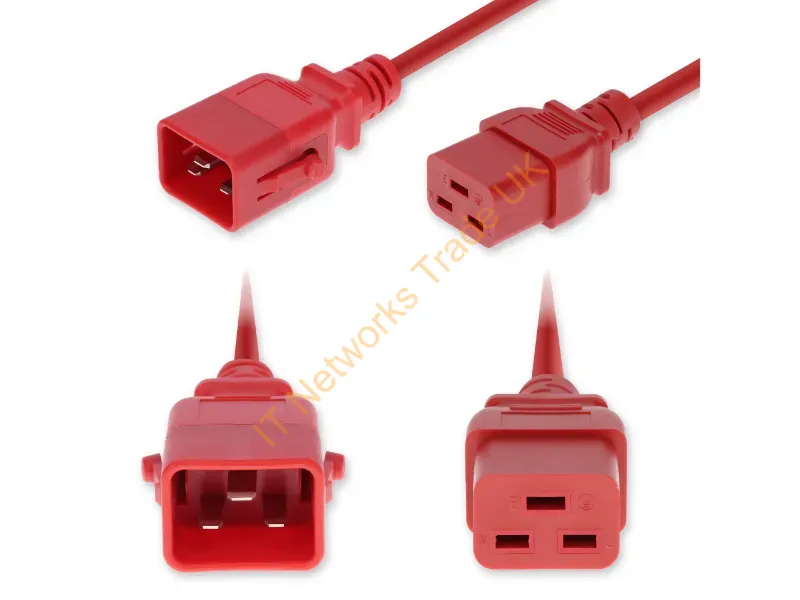 ADD-C202C19PI12G8FRD - Addon Networks Add-C202C19Pi12G8Frd Power Cable Red 94.5" (2.4 M) Iec C20 Iec C19