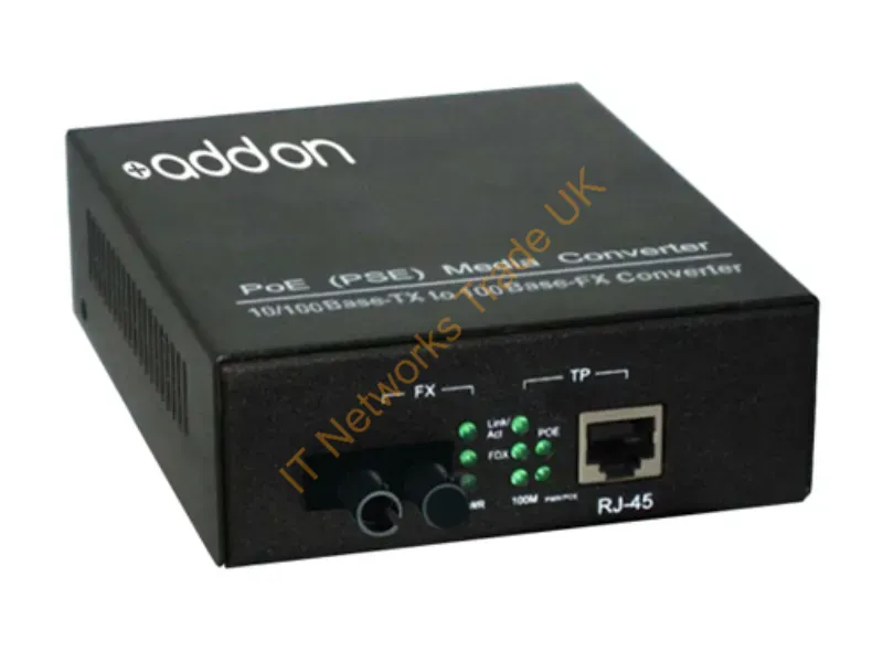 ADD-FMCP-BX-UST - Addon Networks 100Base-Tx(Rj45) To 100Base-Xu(St), Smf Network Media Converter 100 Mbit/S 1550 Nm Single-Mode Black