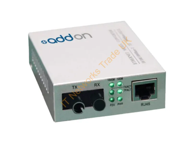 ADD-GMC-BX-UST - Addon Networks 1000Base-Tx(Rj45) To 1000Base-Xu(St), 1310/1550Nm Network Media Converter 1000 Mbit/S Single-Mode Silver
