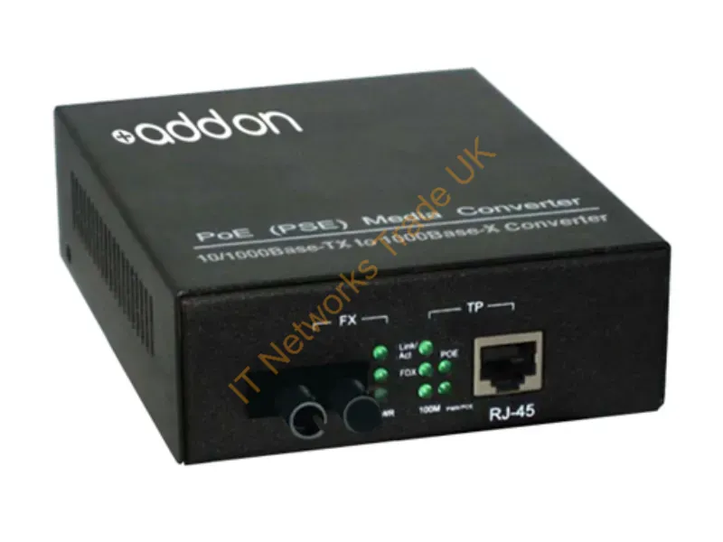 ADD-GMCP-BX-UST - Addon Networks 1000Base-Tx(Rj45) To 1000Base-Xu(St), 1310/1550Nm Network Media Converter 1000 Mbit/S Single-Mode Black