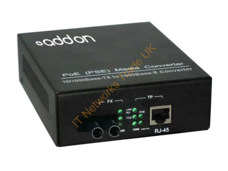 ADD-GMCP-LX-1ST - Addon Networks 1000Base-Tx(Rj45) To 1000Base-Lx(St), 1310Nm Network Media Converter 1000 Mbit/S Single-Mode Black